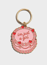 Just A Girl Vintage Cake Enamel Keychain
