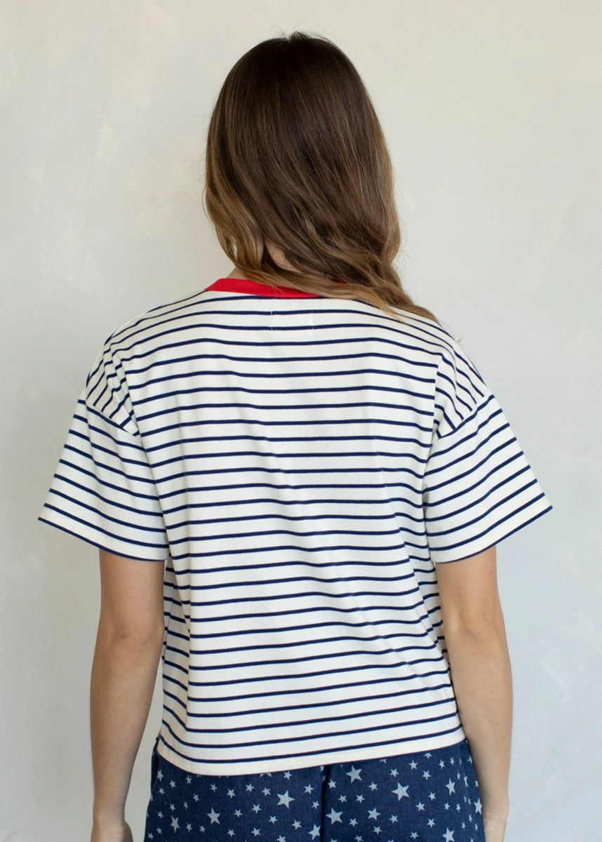 Georgia Striped Boxy Tee - Midnight