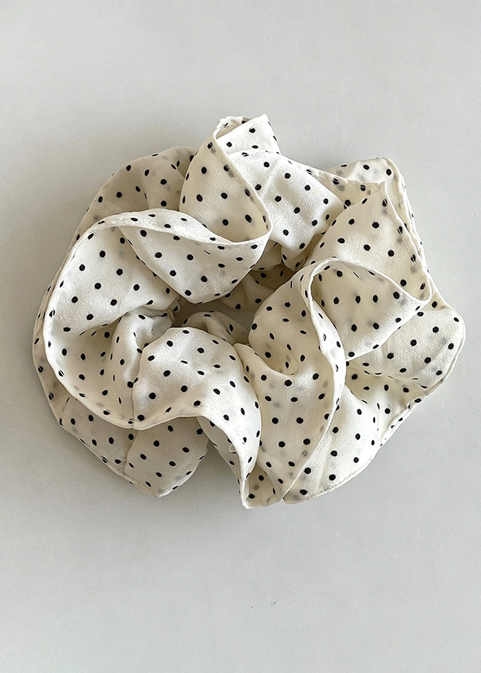 Micro Dot Satin Scrunchie - Ivory
