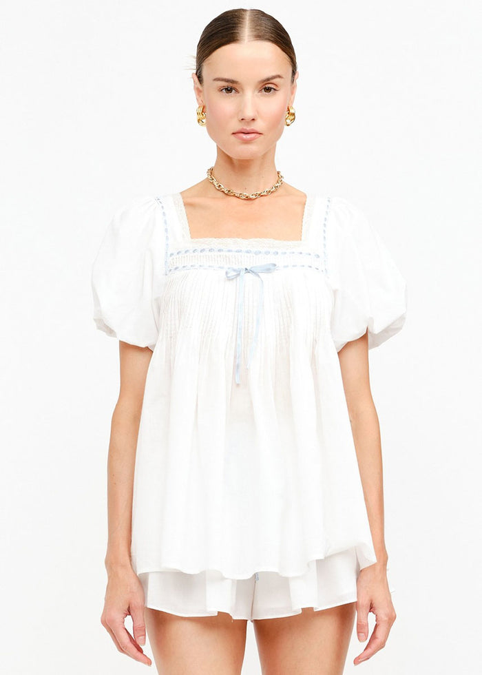 Erika Babydoll Ribbon Top - Off-White