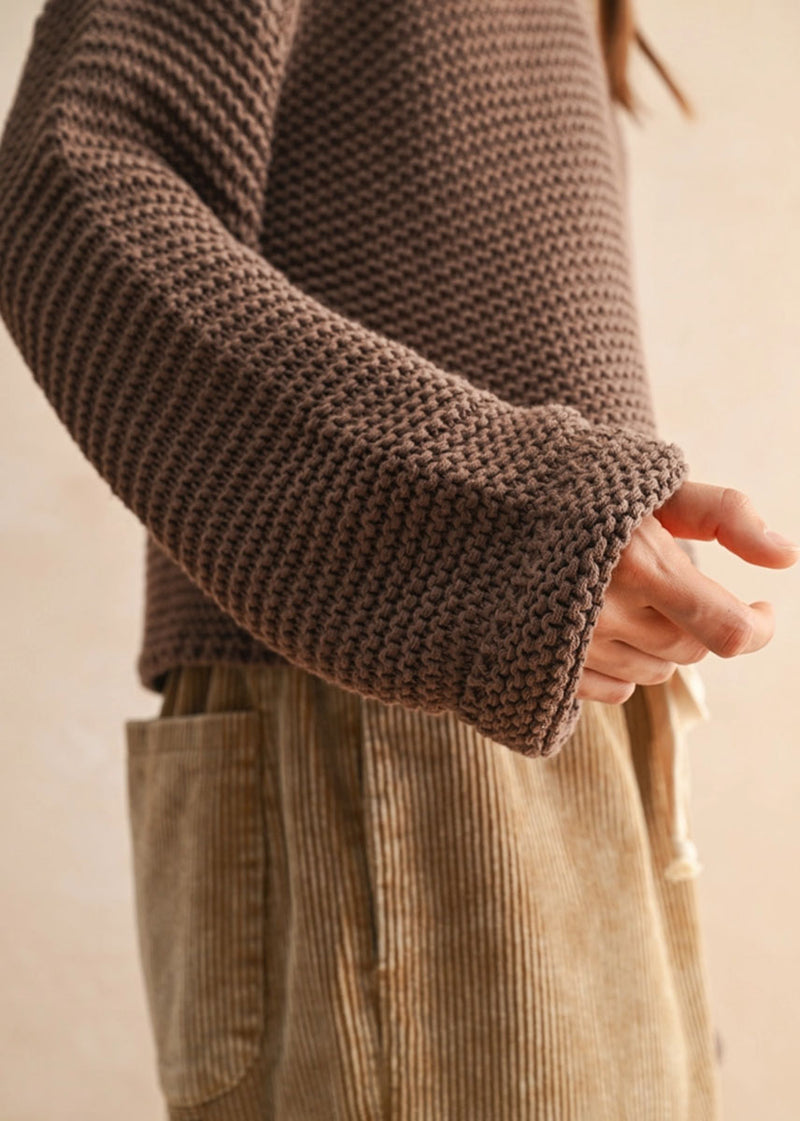 Hattie Round Neck Sweater - Chocolate