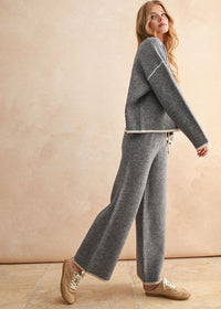 Pepper Wide Leg Knit Pant - Heather Grey