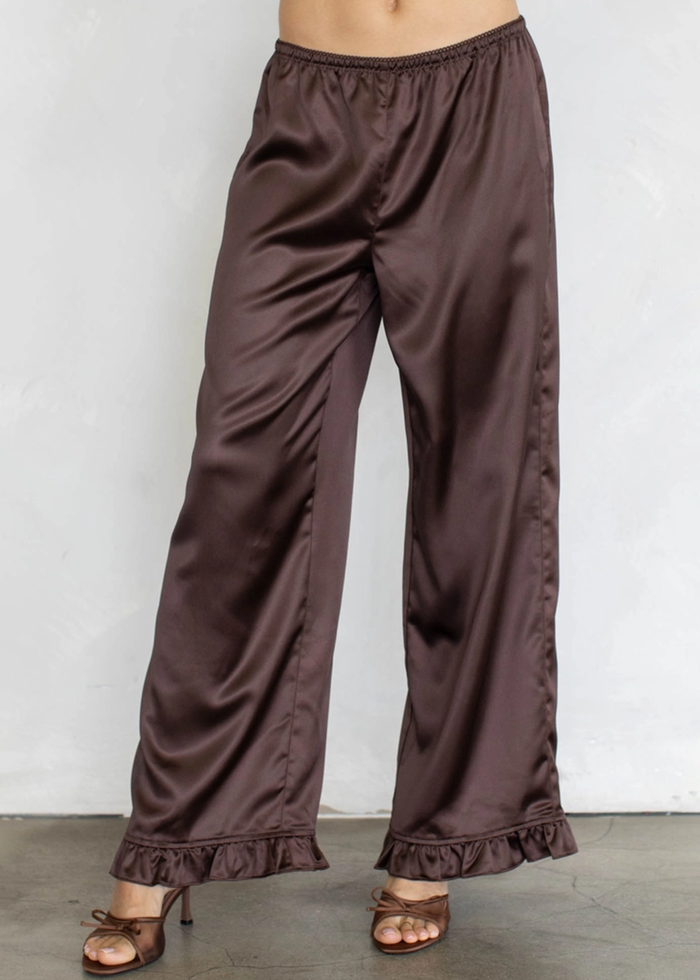 Naia Satin Pants - Chocolate