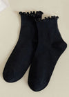 Ruffled Ankle Socks - Black