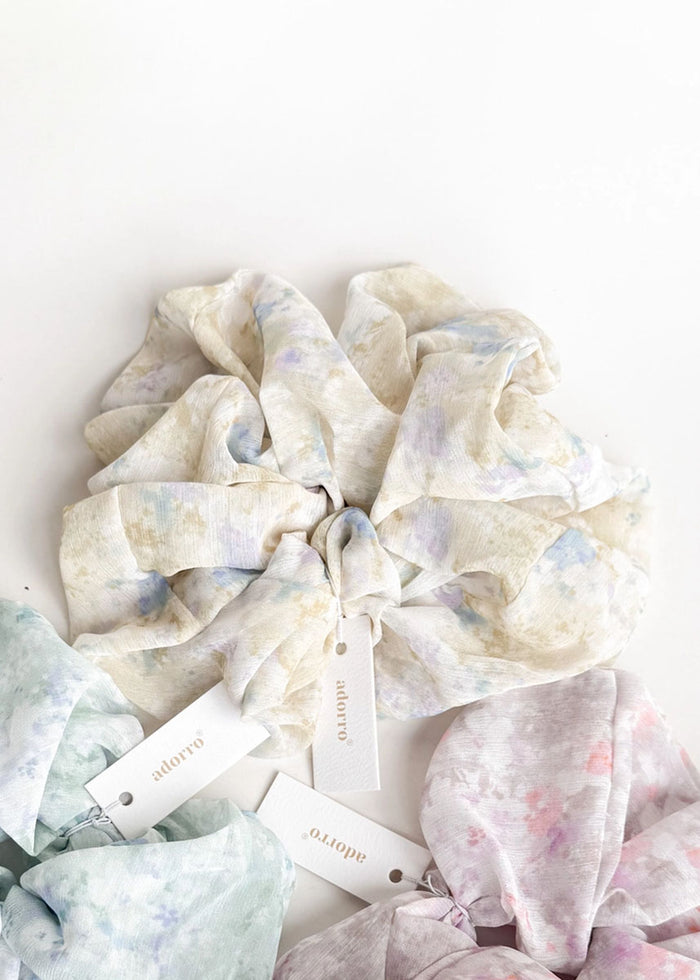 Watercolor Floral Scrunchie - Yellow