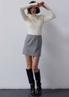 Lyla Brushed Tweed Mini Skirt - Grey