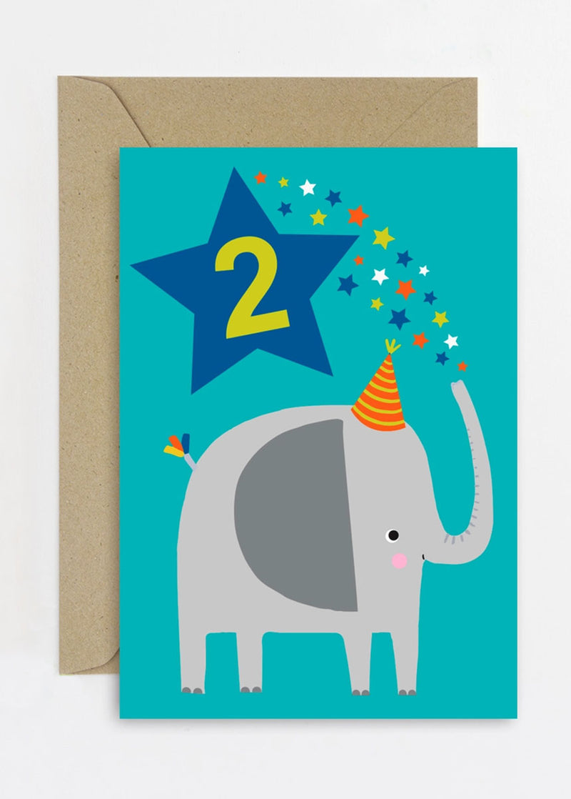 Age 2 Elephant Birthday Card