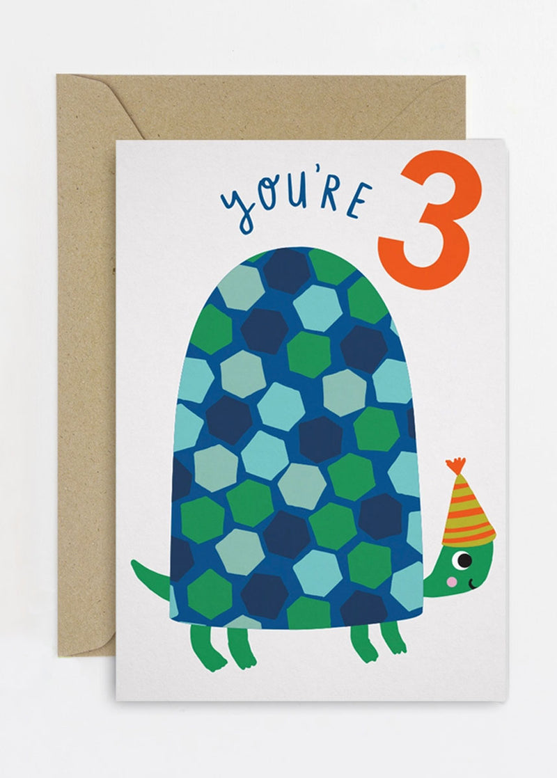 Age 3 Turtle Birthday Card