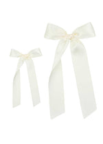 Small Satin Bow Sash Clip - Cream