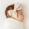 Small Velvet Bow Headband - Latte