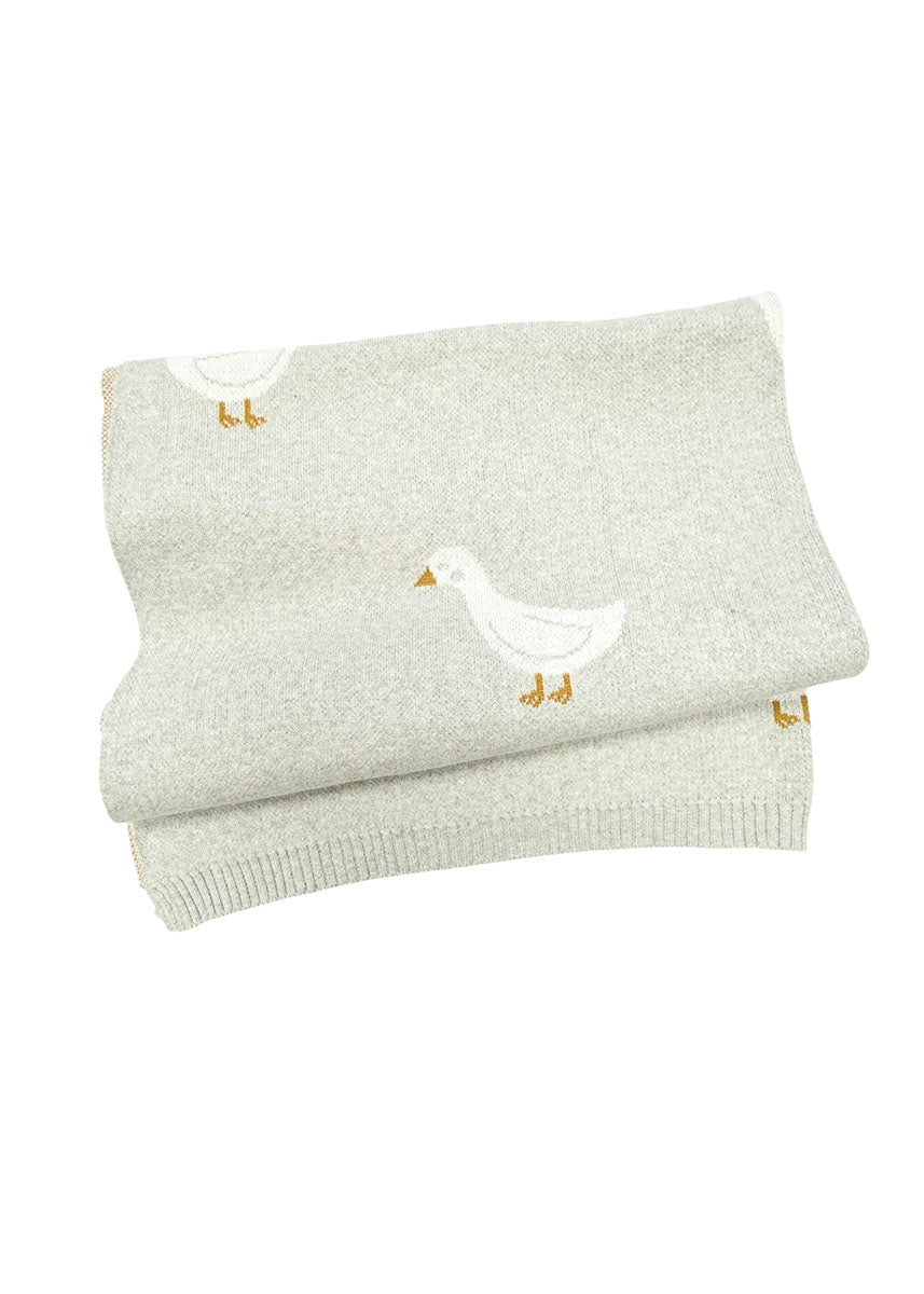 Organic Jacquard Sweater Knit Baby Blanket - Duck Waddle