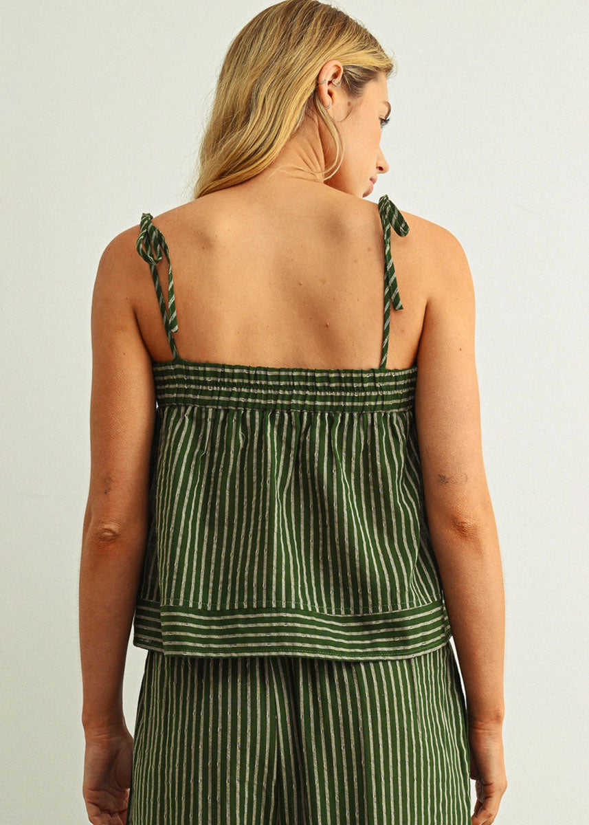 Maisie Striped Flowy Top - Green