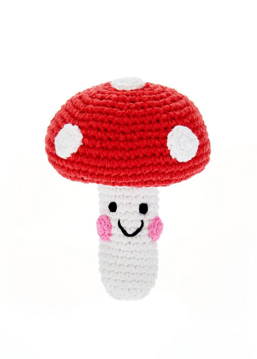 Plush Mushroom Rattle - Red
