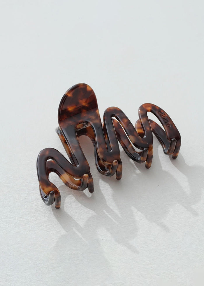 Willow Squiggle Claw Clip - Deep Tortoise