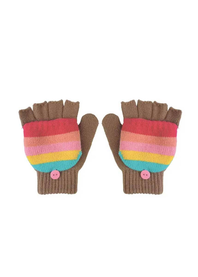 Rainbow Stripe Knitted Gloves