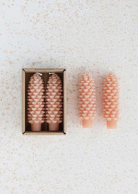 Pinecone Shaped Taper Candles - Blush