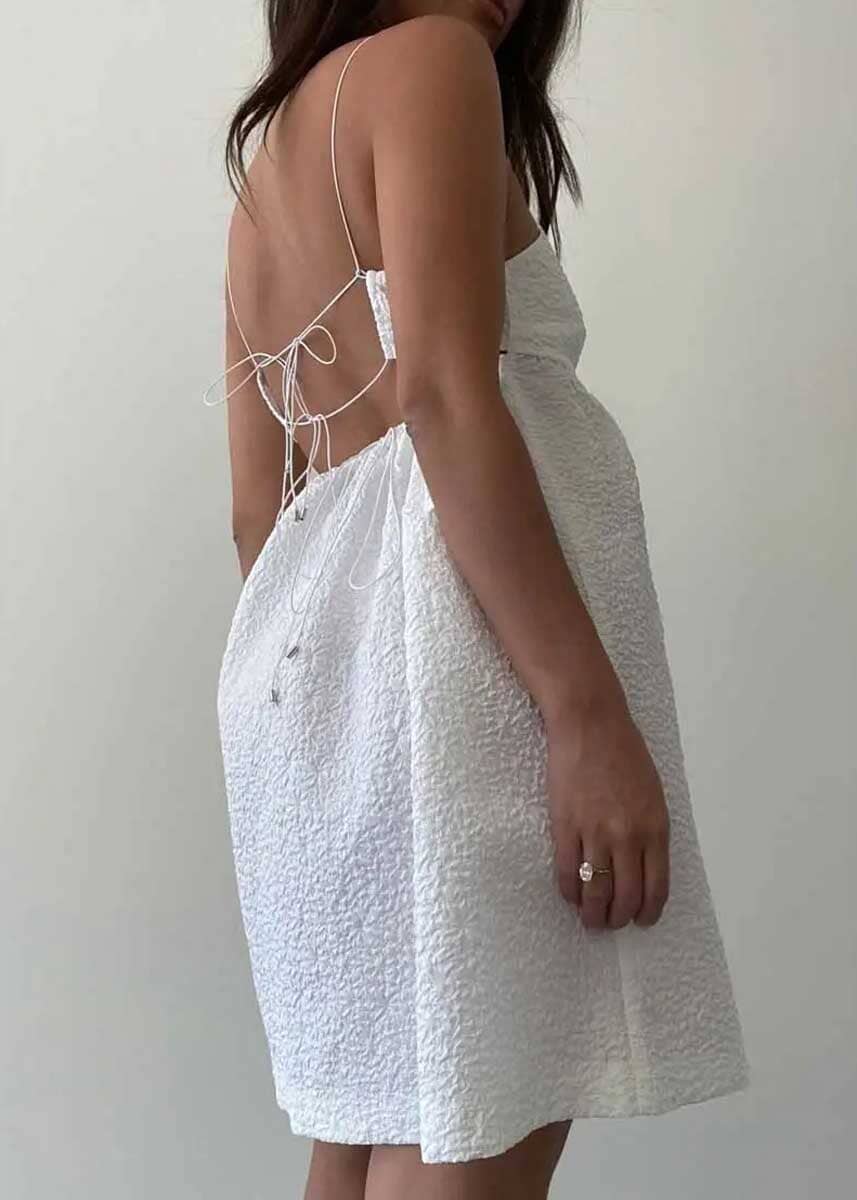 Susie Lace Up Mini Dress - White