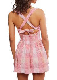 Laurel Plaid Mini Dress - Pink Combo