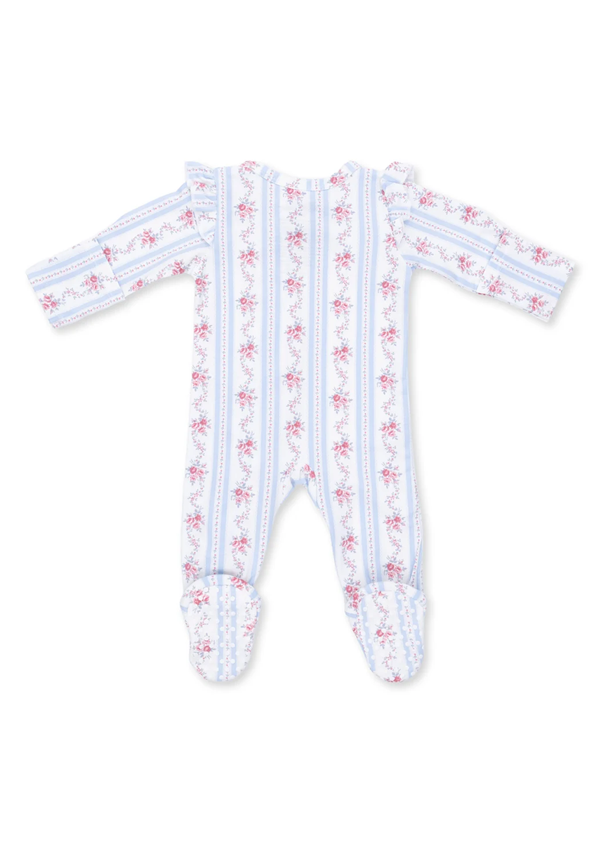 2-Way Zipper Ruffle Footie - Anna Floral Stripe