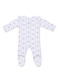 2-Way Zipper Ruffle Footie - Anna Floral Stripe