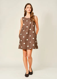 Annie Polka Dot Mini Dress - Mocha
