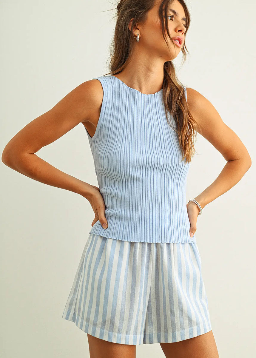 Sabine Ribbed Tank - Baby Blue