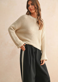 Hattie Round Neck Sweater - Cream