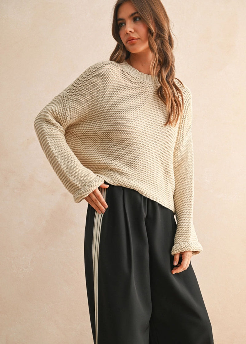 Hattie Round Neck Sweater - Cream