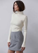 Lyla Brushed Tweed Mini Skirt - Grey