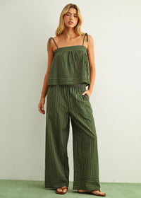 Olivette Striped Wide Leg Pants - Green