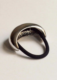 Wide Crescent Metal Cuff Hair Tie - Silver