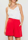 Ruby Pleated Shorts - Red