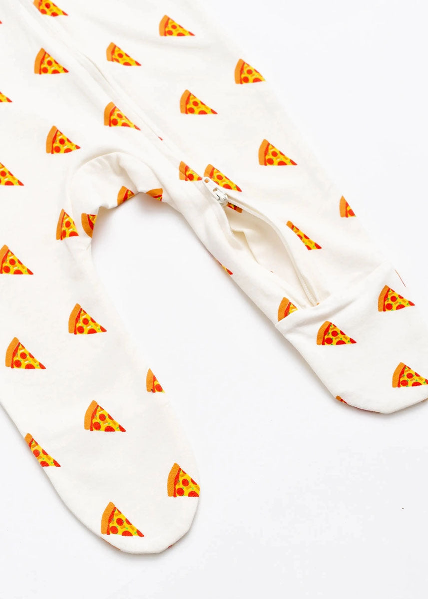 One Piece Zipper Jammies - Tiny Pizza