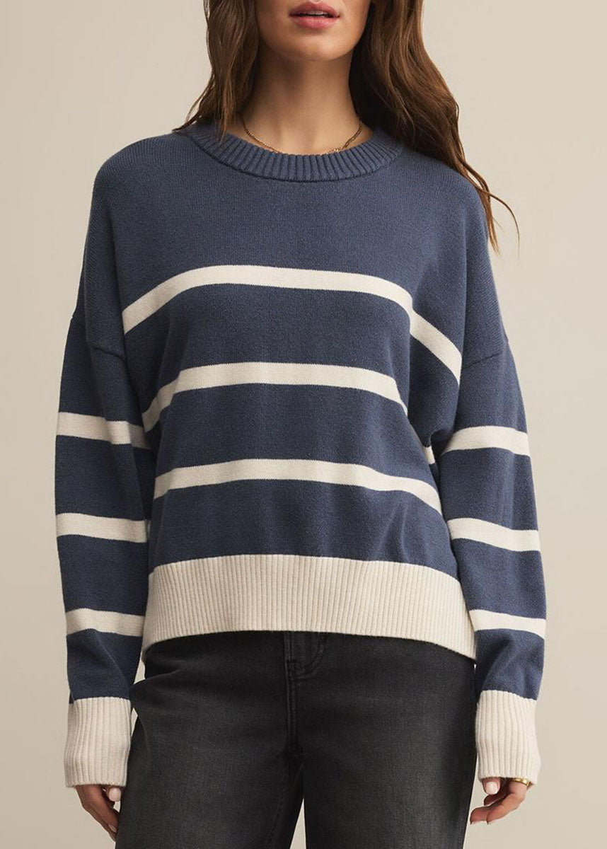 Jordane Striped Sweater - Storm Cloud Heather
