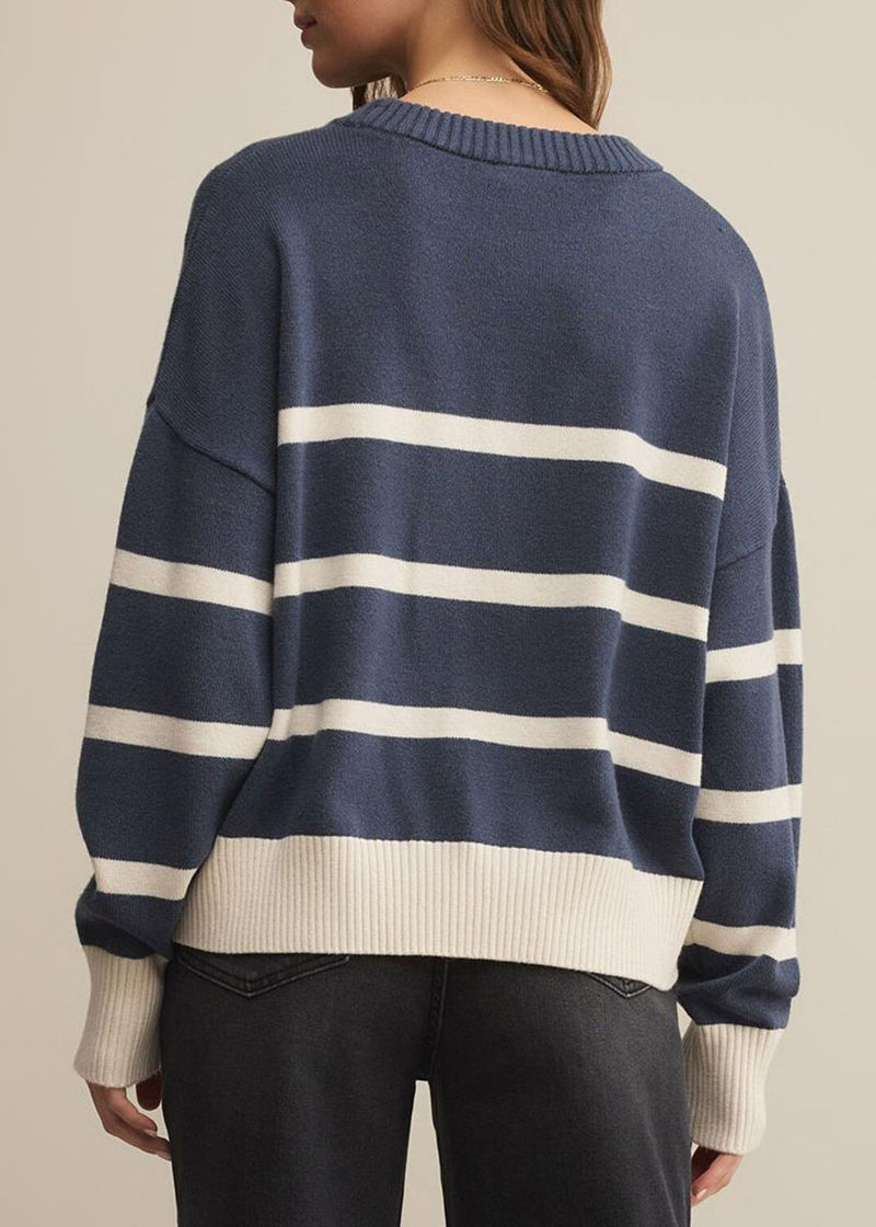 Jordane Striped Sweater - Storm Cloud Heather