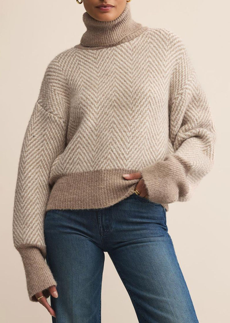 Balkan Funnel Neck Sweater - Smoked Heather
