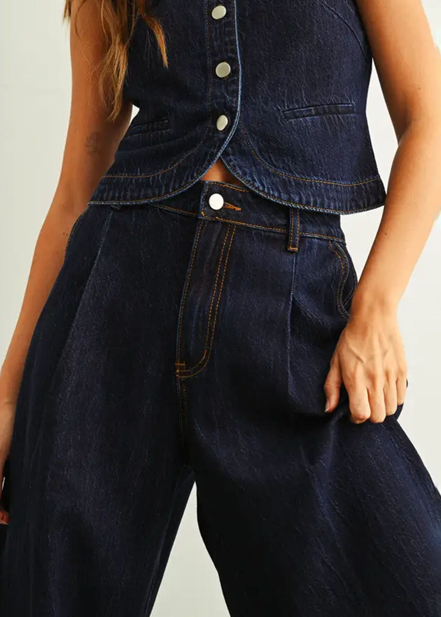 Padma Wide Leg Denim Pants - Indigo