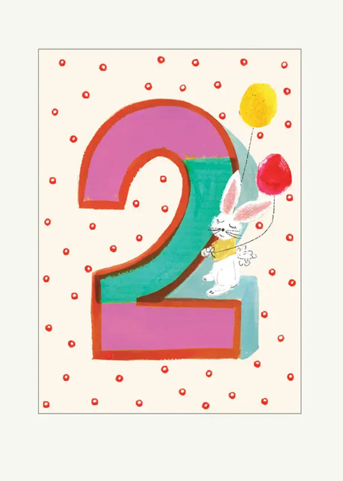 Bunny Is Two Birthday Card