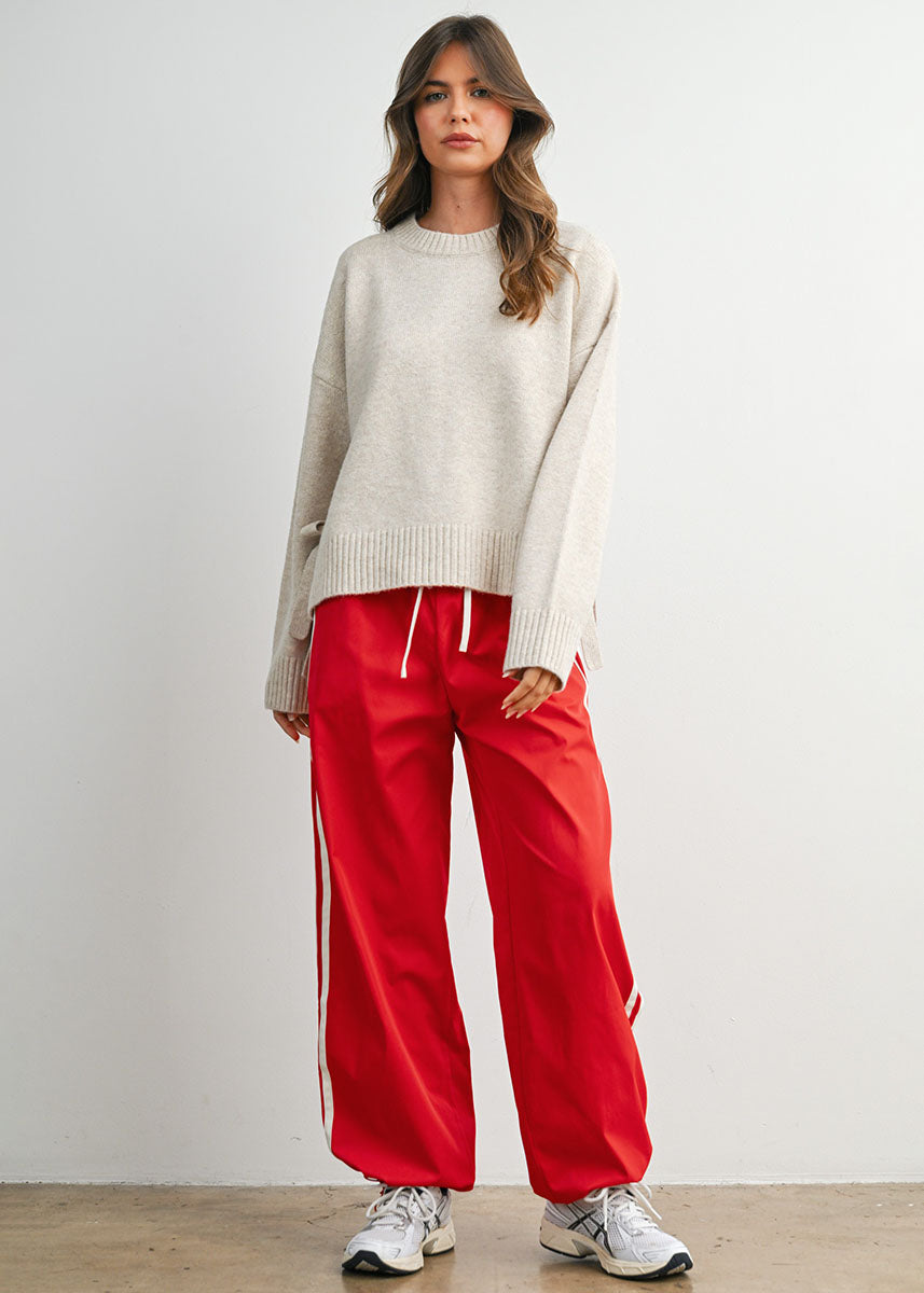 Acadia Striped Drawstring Pants - Red & White