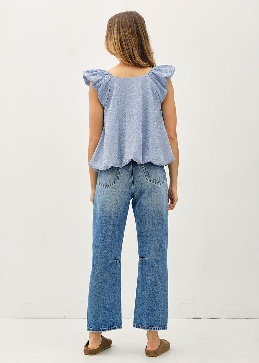 Cami Ruffle Sleeve Top - Blue