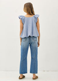 Cami Ruffle Sleeve Top - Blue