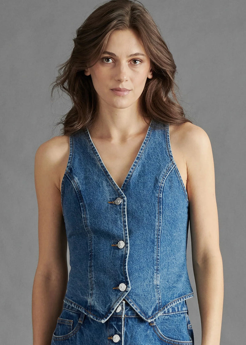 Micky Vest Top - Blue Denim