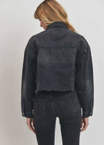 Cropped BF Jacket - Washed Black