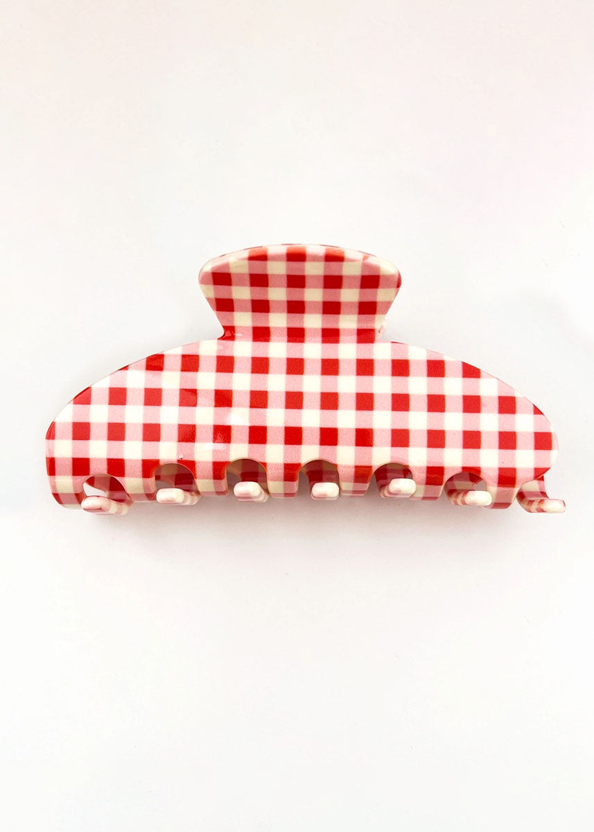 Classic Gingham Claw Clip - Red