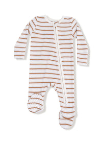 2-Way Zipper Footie - Vintage Stripe Brown