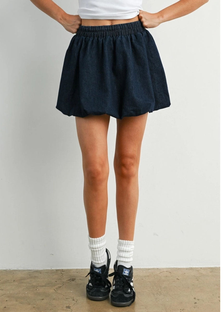 Brynne Denim Bubble Skirt - Dark Denim