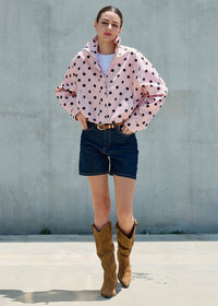 Abby Polka Dot Zip Up Jacket - Pink