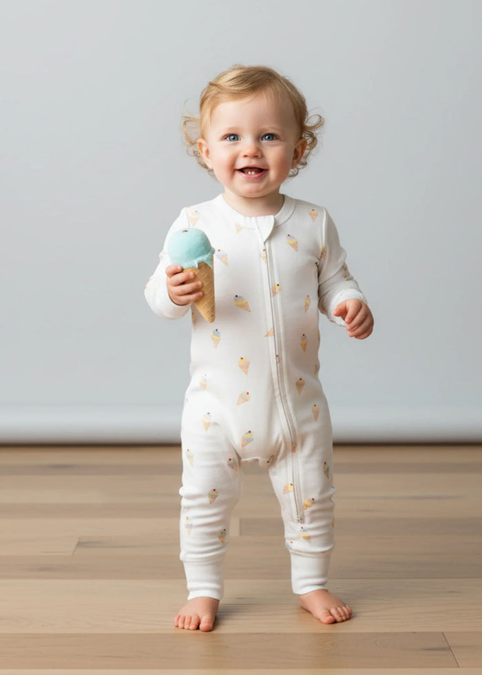 Organic 2-Way Zipper Romper - Ice Cream