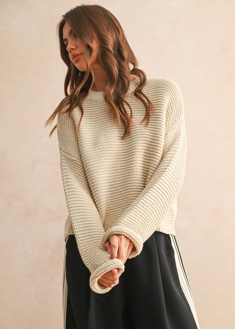 Hattie Round Neck Sweater - Cream