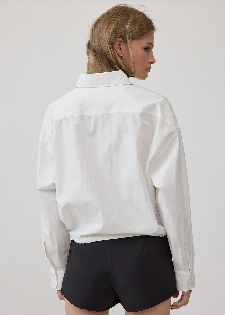 Drawstring Hem Relaxed Shirt - White